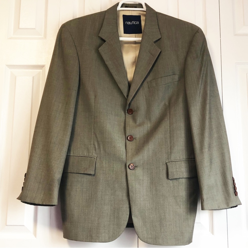 Lord & Taylor Nautica Tan Brown 100% Worsted Wool Sport Coat 40R